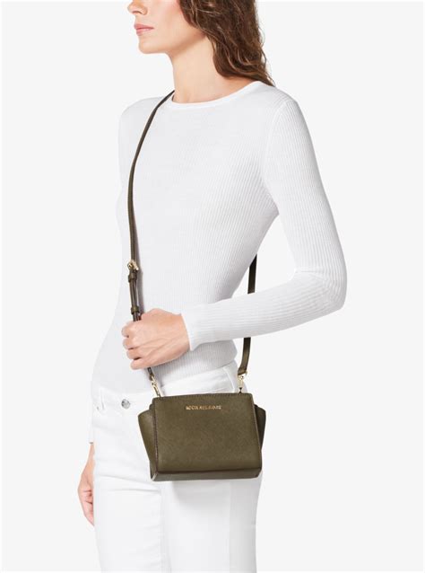 michael michael kors selma mini crossbody satchel|selma mini crossgrain leather bag.